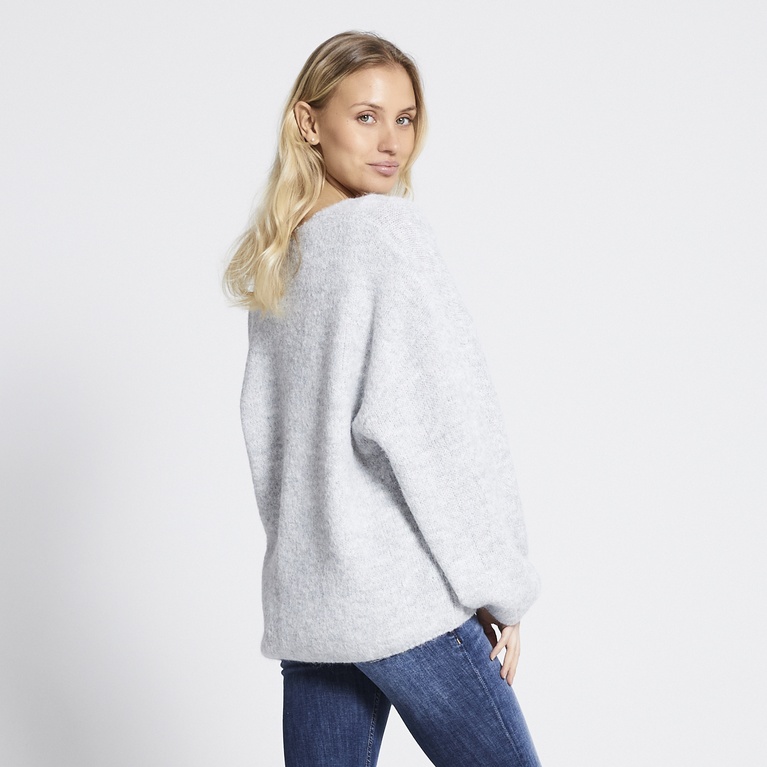 Open knit cardigan "Samantha" Grey Melange